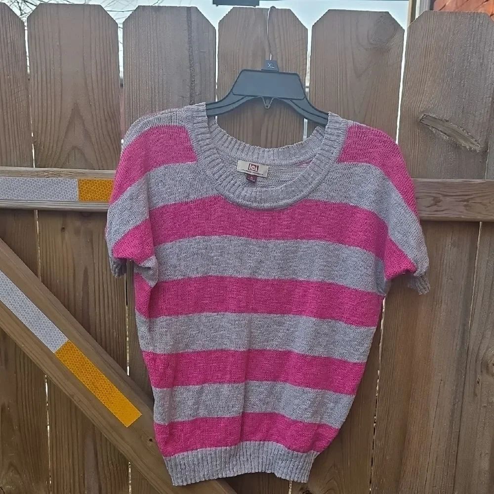 Lei Light Pink and Gray Knit Sweater